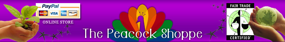 The Peacock Shoppe, Fair Trade, Green, & Organic  products, natural body care products, home decor items, custom hand-crafted jewelry, womens clothing, hemp products, creative one-of-a-kind gifts